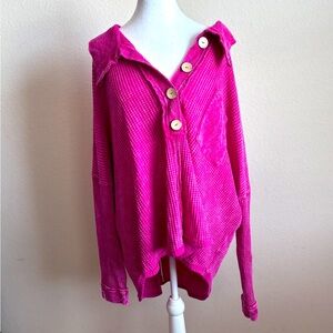 Blue Buttercup pink flannel longsleeve top. Size S